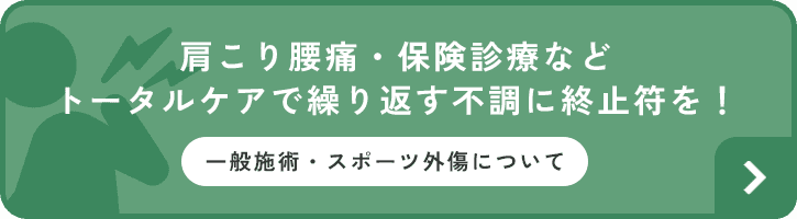 肩こり腰痛・保険診療など
								トータルケアで繰り返す不調に終止符を！一般施術・スポーツ外傷について